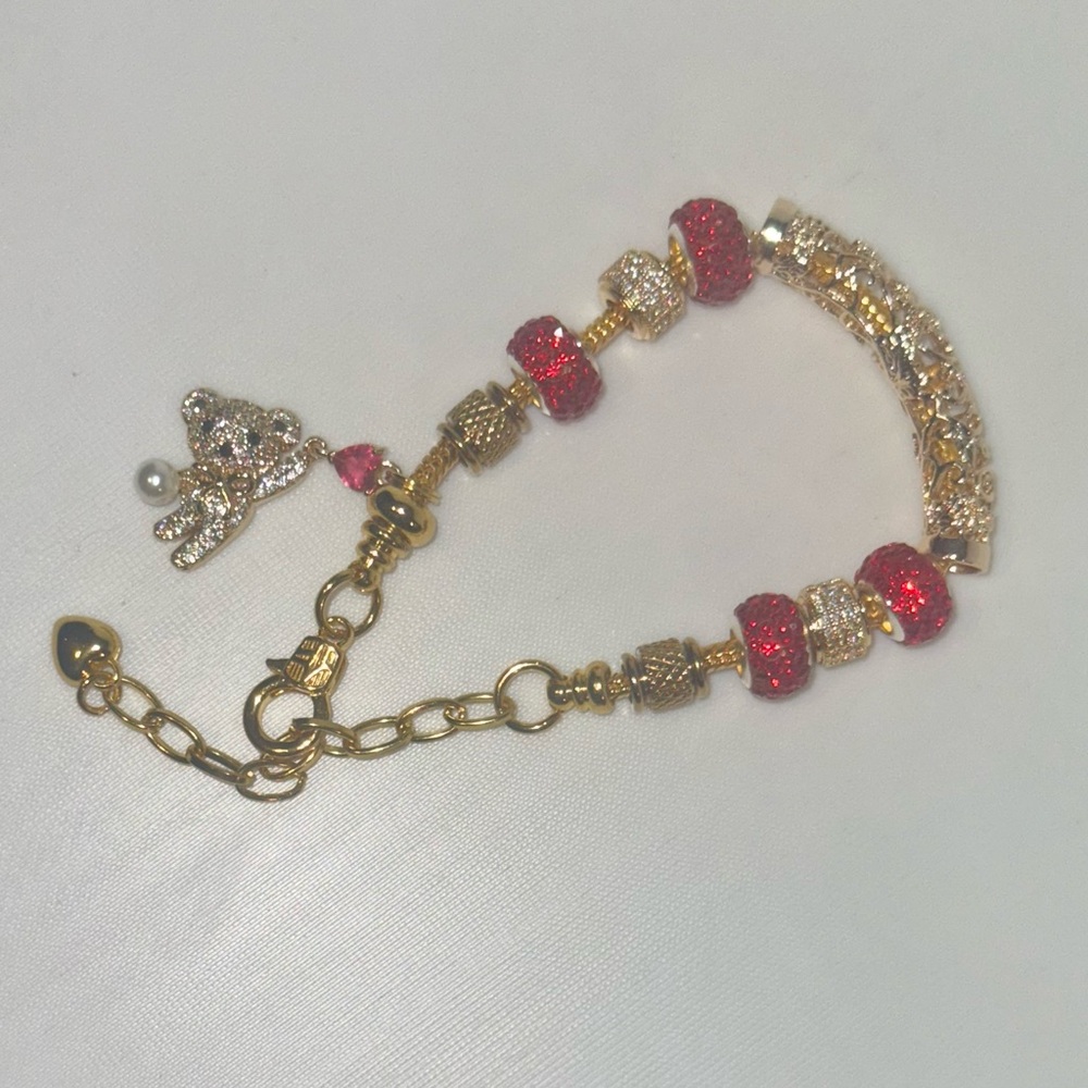 Elegant Gold And Red Beaded Bracelet - image 4